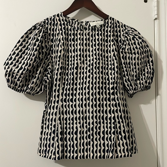Pinch Tops - NWOT Pinch Monochrome Patterned Puff Sleeve Blouse Size L